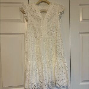Aladore White Textured Lace Dress